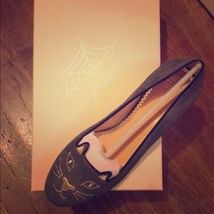 Charlotte Olympia Kitty Flats in Gray